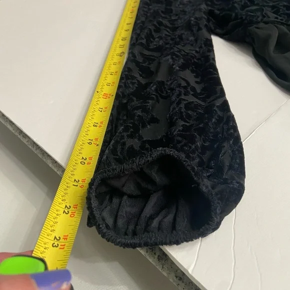 Velvet Burn Out Black/Blue Chiffon Tiered Midi Dress W/Slip Sheer Oversized L - Picture 15 of 17